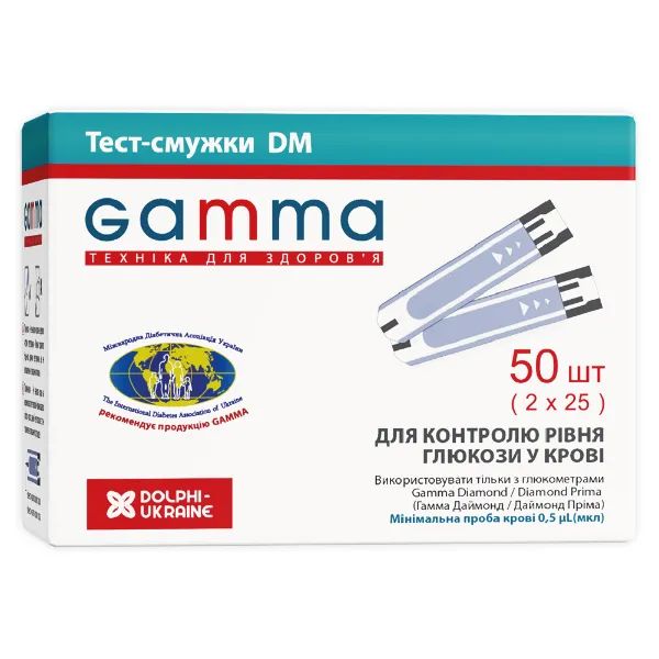 %Тест-полоски для глюкометров Gamma DM №50