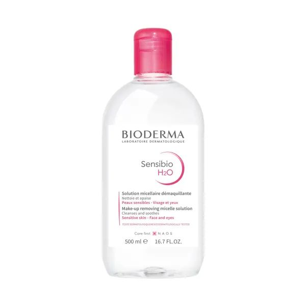 %Міцелярний лосьйон Bioderma Sensibio H2O для чутливої шкіри обличчя та контуру очей 500 мл