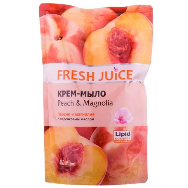 %Крем-мило Fresh Juice Peach & Magnolia дой-пак 460 мл