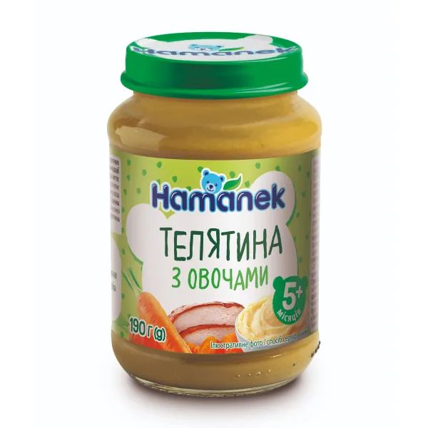 %Пюре Hamanek телятина с овощами 190 г
