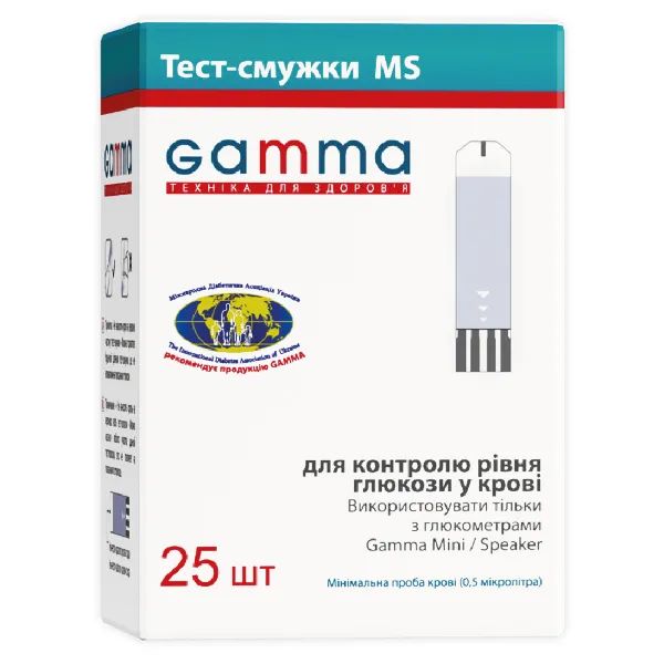 %Тест-полоски для глюкометров Gamma MS №25
