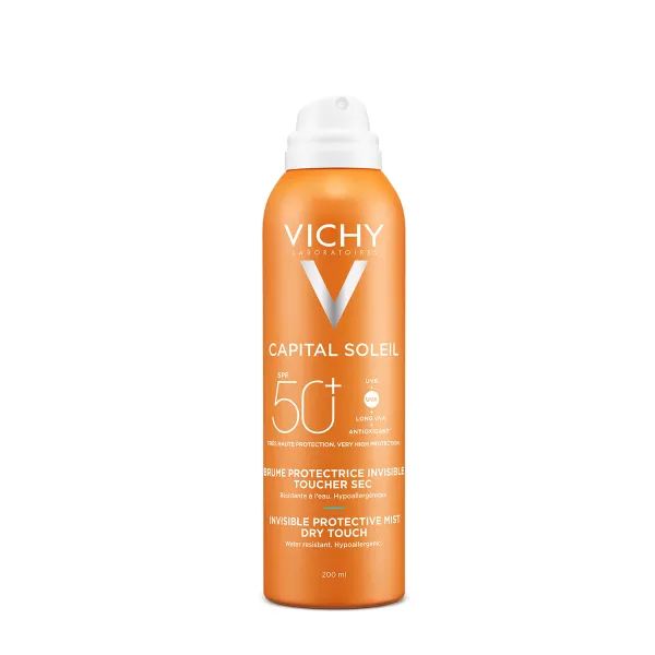 %Сонцезахисний зволожуючий водостійкий спрей-вуаль Vichy Капіталь Солей SPF50+ для тіла 200 мл