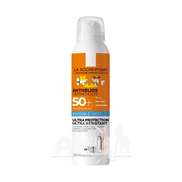 %Солнцезащитный ультралегкий водостойкий спрей-мист La Roche-Posay Антелиос Dermo-Kids SPF 50+ для чувствительной кожи детей 125 мл
