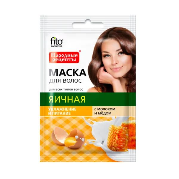 %Маска для волосся натуральна яєчна Фитокосметик зволоження та живлення 30 мл