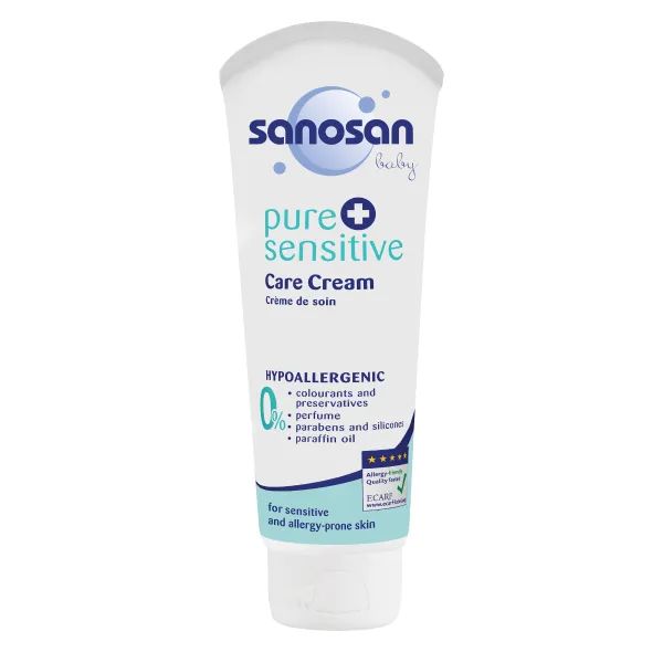 %Дитячий гіпоалергенний крем Sanosan Pure & Sensitive для догляду за обличчям та тілом 100