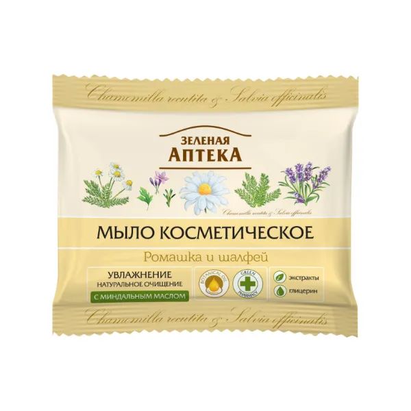 %Мыло косметическое Зеленая Аптека ромашка и шалфей 75 г
