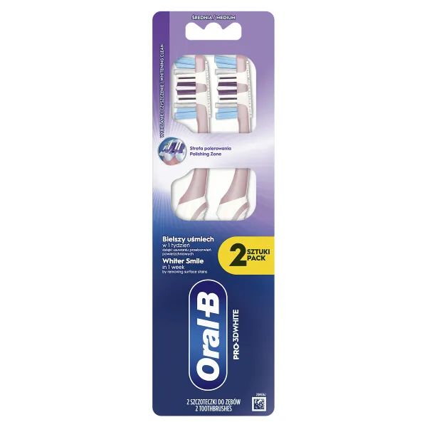 %Зубна щітка Oral-B 3D White 40 середня №2 штуки