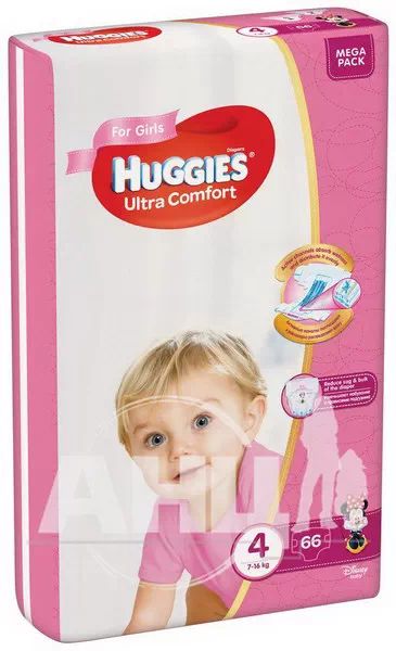 %Підгузки дитячі гігієнічні Huggies Ultra Comfort 4 girl №66