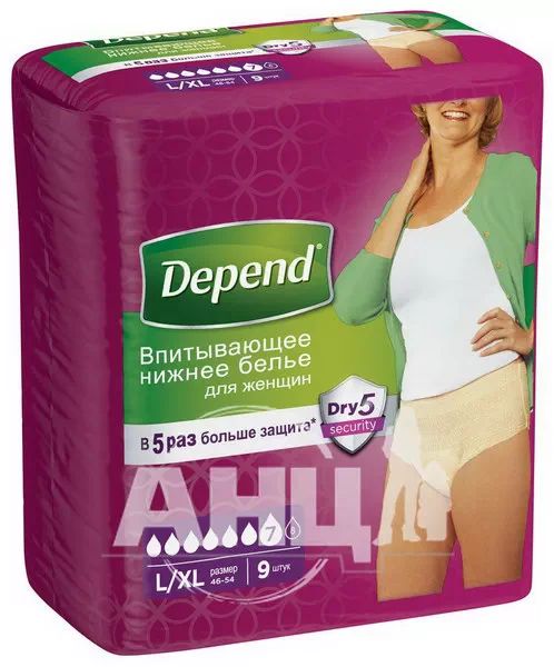 %Поглинаюча нижня білизна Depend для жінок L/XL №9