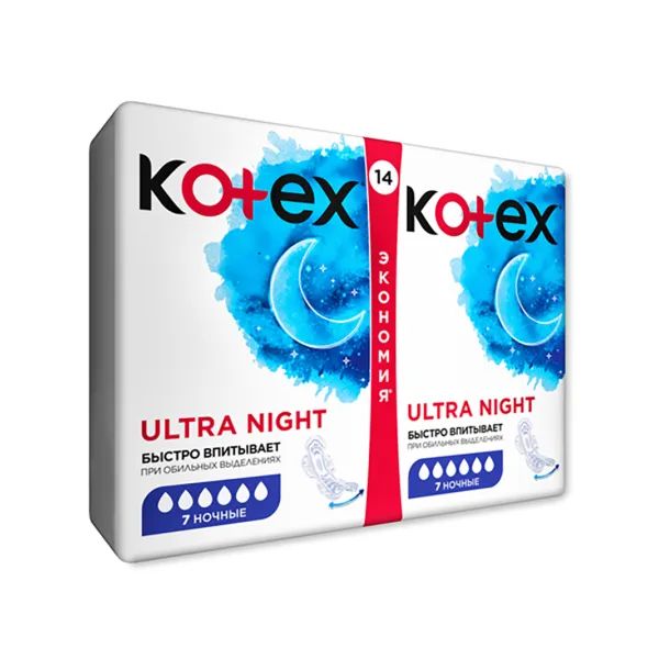 %Прокладки жіночі гігієнічні Kotex Ultra Night №14