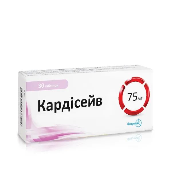 %Кардисейв таблетки покрытые пленочной оболочкой 75 мг блистер №30