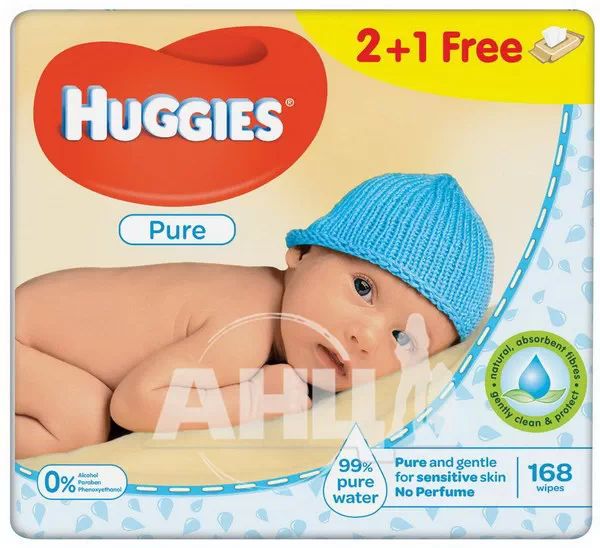 %Салфетки влажные детские Huggies Elite Soft Pure №168 (56*3)
