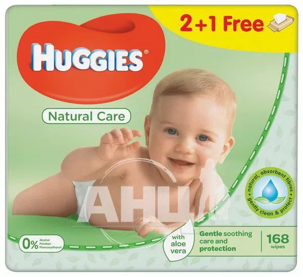 %Вологі серветки Huggies natural care алое №168