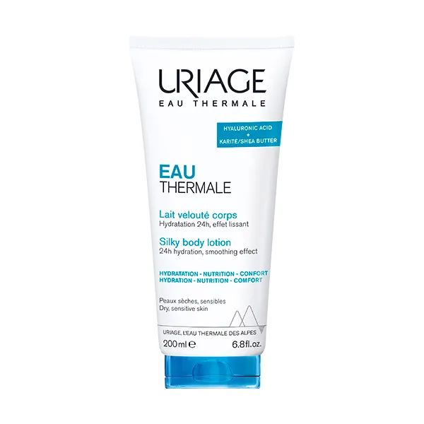 %Шовковисте молочко для тіла Uriage Eau Thermale зволоження та пом'якшення 24 години для сухої шкіри 200 мл