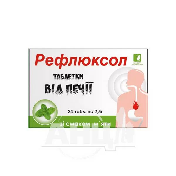 %Таблетки від печії Рефлюксол 2,5 г зі смаком м'яти №24