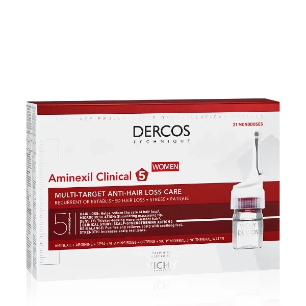 %Засіб проти випадіння волосся Vichy Dercos Aminexil Clinical 5 комплексної дії для жінок 21 х 6 мл