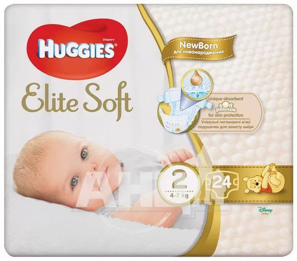Подгузники детские гигиенические Huggies Elite Soft 2 (4-7кг) №24