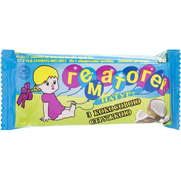 %Гематоген натур + с кокосовой стружкой 40 г