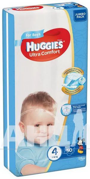 Підгузки дитячі гігієнічні Huggies Ultra Comfort 4 boy №50