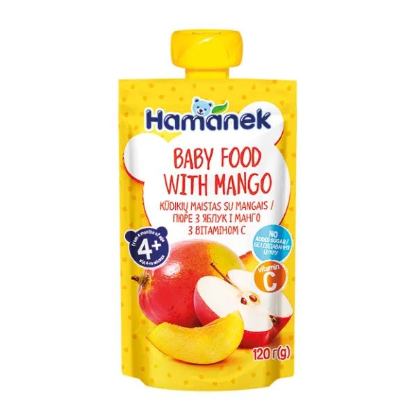 %Пюре Hamanek яблуко та манго пауч 120 г