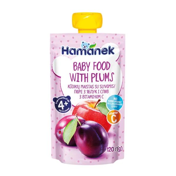 %Пюре Hamanek яблоко и слива пауч 120 г