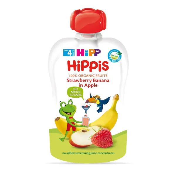 Пюре фруктове Hipp яблуко-полуниця-банан з 4 місяців 100 г