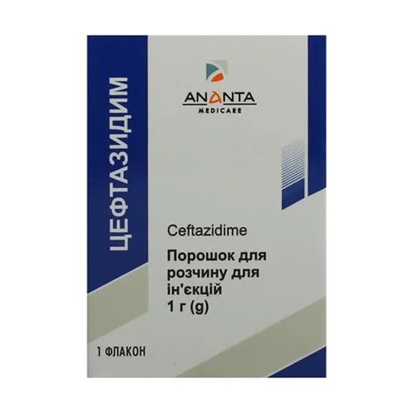 Цефтазидим порошок для раствора для инъекций 1 г флакон №1
