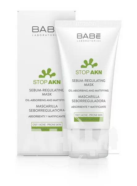 %Себорегулююча маска Laboratorios Babe Stop AKN з білой глиною 50 мл