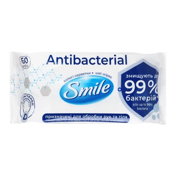Салфетки влажные Smile antibacterial с д-пантенолом №60