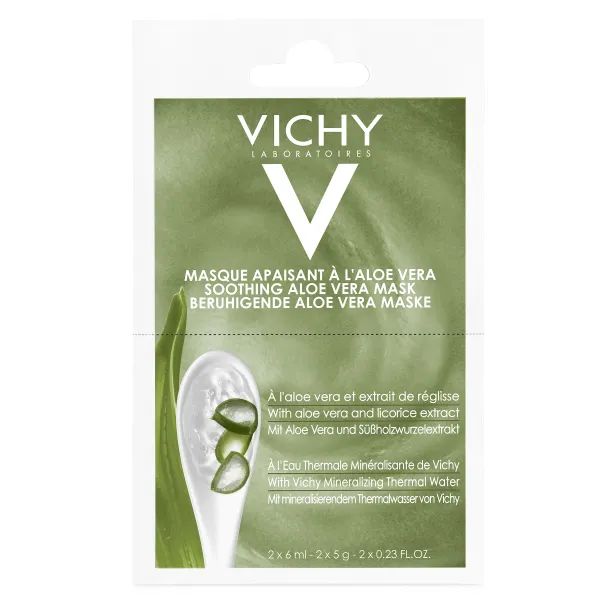 %Успокаивающая маска Vichy с алоэ для кожи лица склонной к сухости и стянутости 2 х 6 мл