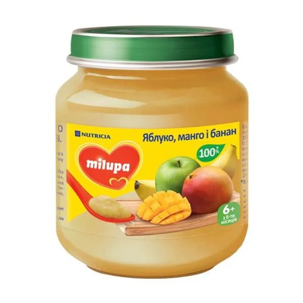 %Пюре детское фруктовое яблоко-манго-банан Milupa с 6 месяцев 125 г