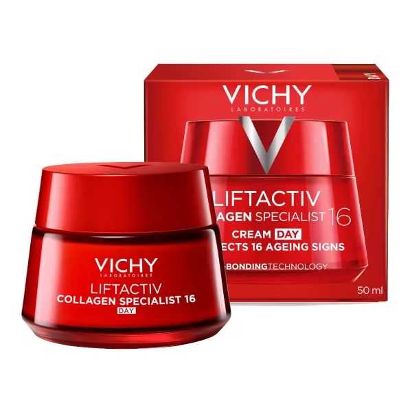 Денний антивіковий крем Vichy Ліфтактив Колаген Спеціаліст 16 з ко-бондинг технологією для корекції 16 ознак старіння шкіри обличчя 50 мл