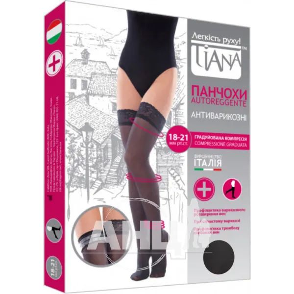 %Панчохи компресійні Tiana 18-21мм 140 den чорні розмір 5