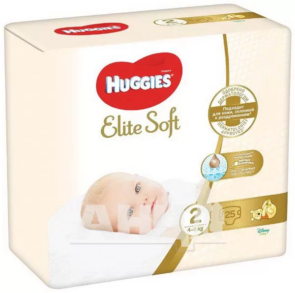 %Подгузники детские гигиенические Huggies Elite Soft 2 (4-6кг) №25