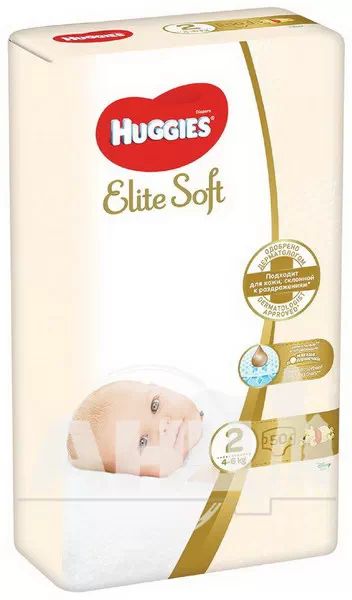 %Підгузки дитячі гігієнічні Huggies Elite Soft 2 (4-6кг) №50