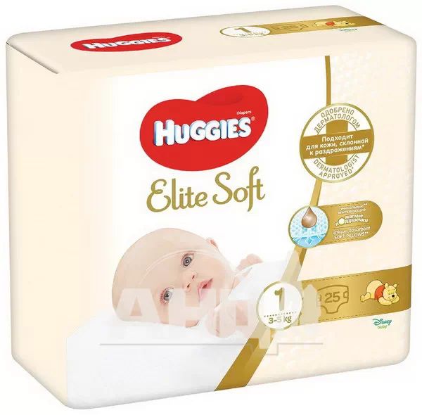 %Подгузники детские гигиенические Huggies Elite Soft размер 1 №25