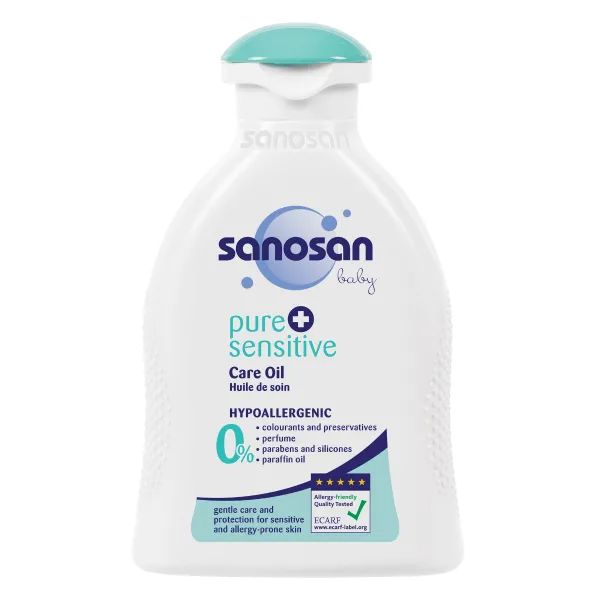 %Дитяче гіпоалергенна олія Sanosan Pure & Sensitive для чутливої шкіри 200 мл