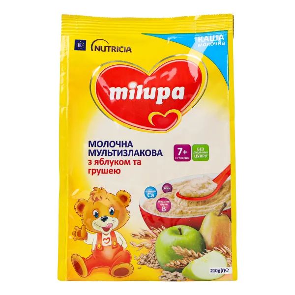 Каша молочна Milupa мультизлакова з яблуком і грушею 210 г