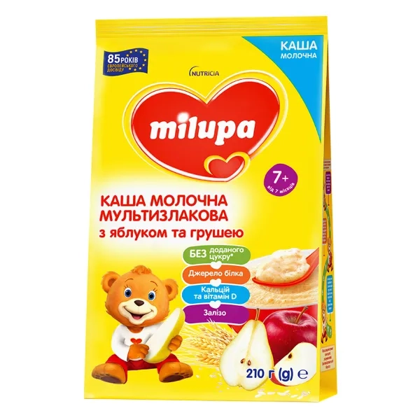 %Каша молочна Milupa мультизлакова з яблуком і грушею 210 г