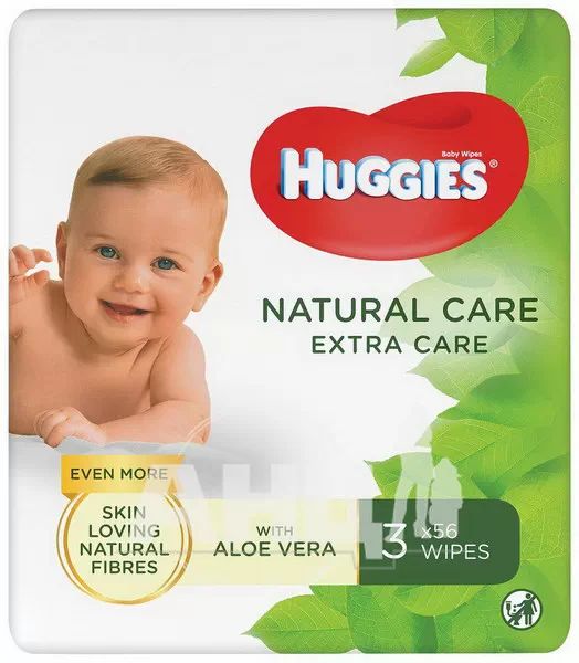 %Влажные салфетки Huggies natural care extra care №168
