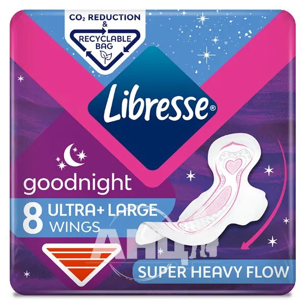 %Гігієнічні прокладки Libresse Ultra Goodnight №8