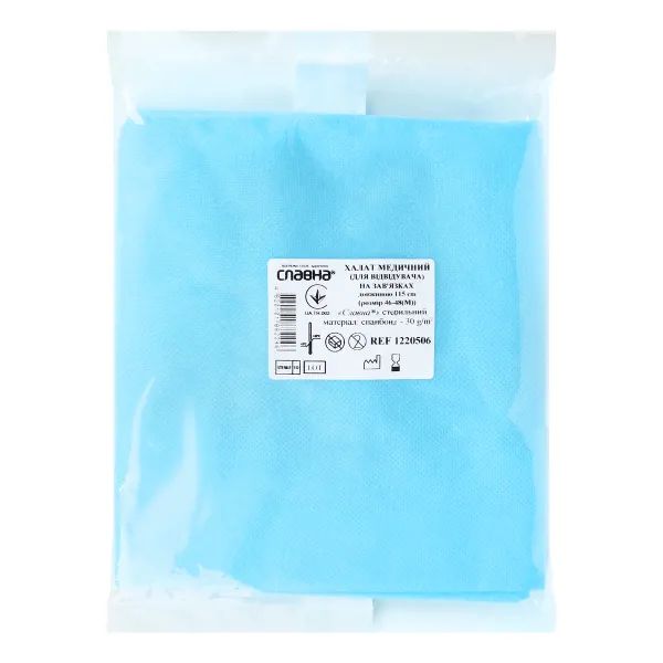 %Халат медицинский стерильный для посетителя на завязках спанбонд (46-48) 115см