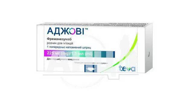 %Аджові розчин для ін'єкцій 225 мг/1,5 мл у попередньо наповненому шприці №1