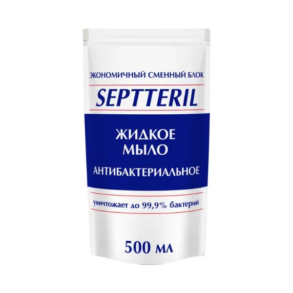 %Рідке мило антибактеріальне Septteril дой-пак 500 мл