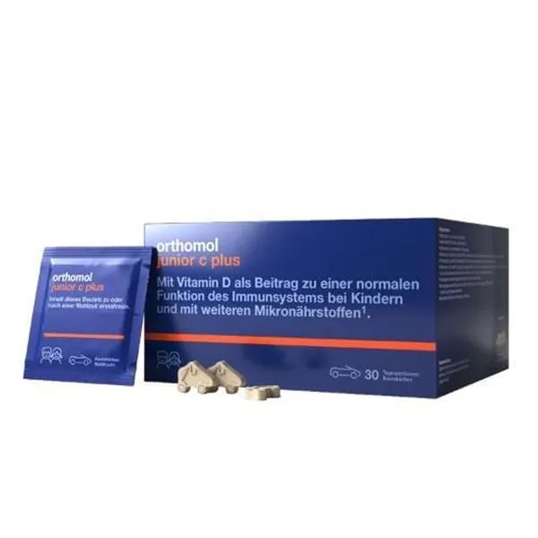 Витаминный комплекс Ортомол Orthomol Junior Plus для детей жевательные таблетки-машинки со вкусом апельсина на 30 дней