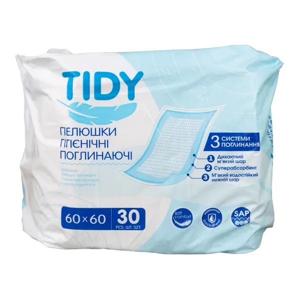 % Пелюшка гігієнічна tidy 60х60 см №30 