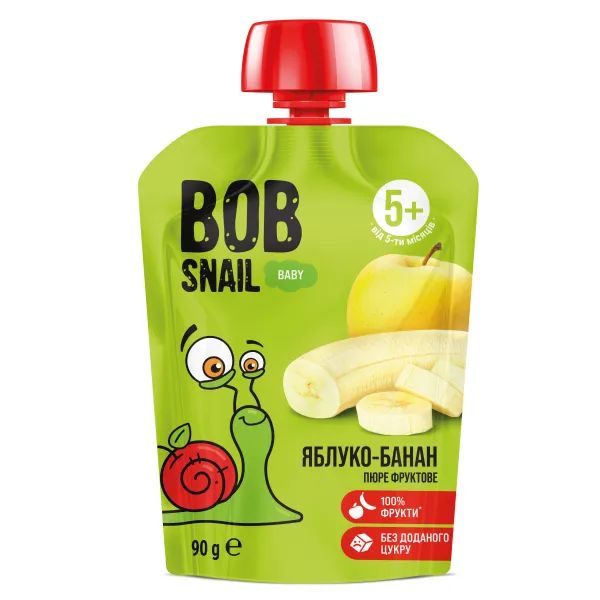 %Пюре фруктовое Bob Snail Pouch яблоко банан 90 г