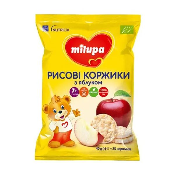 %Рисові коржики Milupa яблуко 40 г