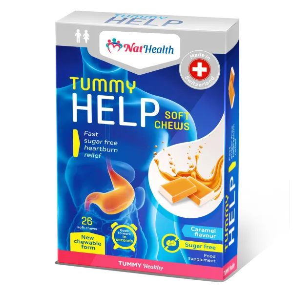 %НатХелс NatHealth Тами Хелп жевательные пастилки от изжоги со вкусом карамели №26