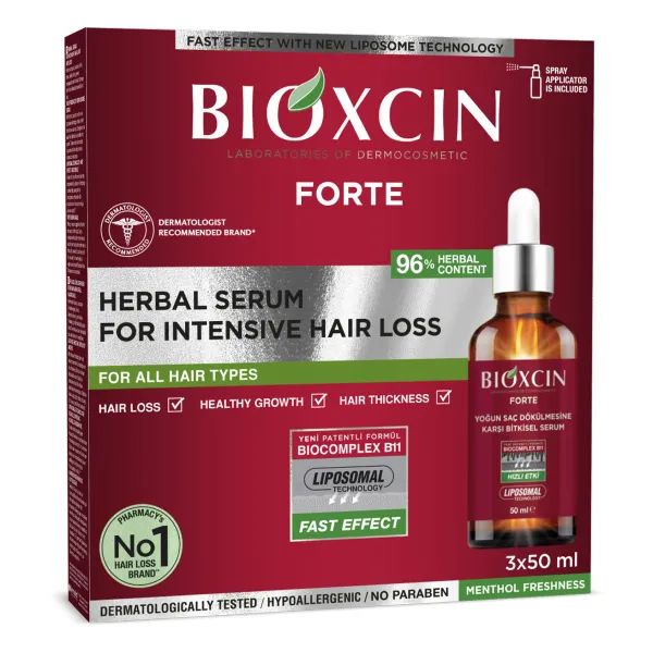 Сироватка рослинна Bioxcin (Bioxsine) ДермаДжен Forte проти випадіння волосся 50 мл №3